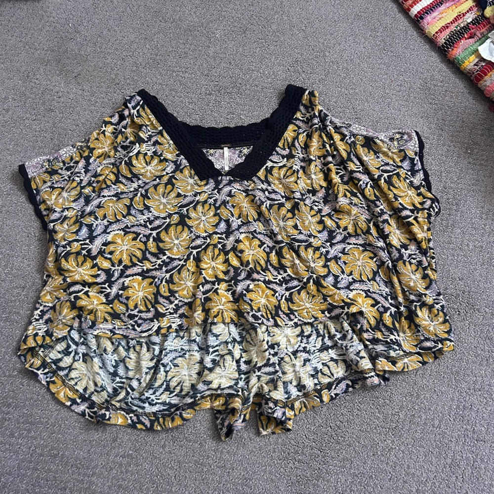 Free People Black Boxy Tunic Blouse